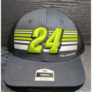 Brand New NASCAR William Byron Striped #24 Mesh Black Trucker Hat Cap OSFA Adult
